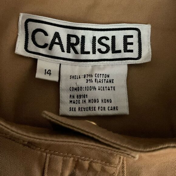 Carlisle Pantsuit Jacket Capri Pants Camel Safari Tan Cotton Blend Women Size 14 - Picture 2 of 15